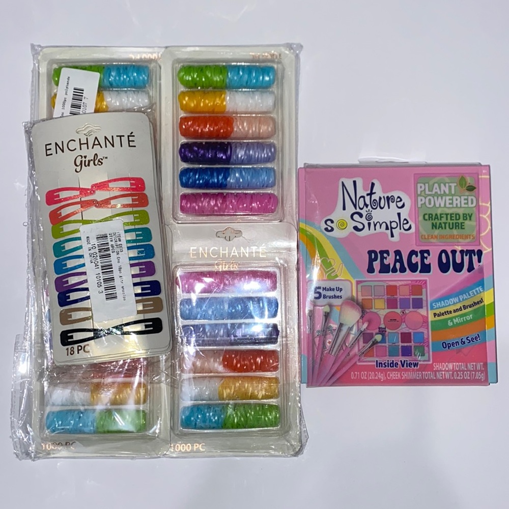 Kids hair ties, clips, makeup